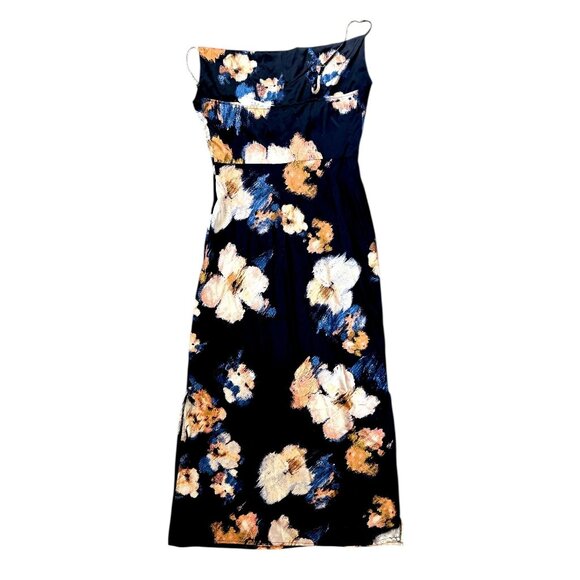 Quiz Women Floral Maxi Slip Dress With Cowl Neck Navy/Beige Size 10 NWT - Picture 6 of 8